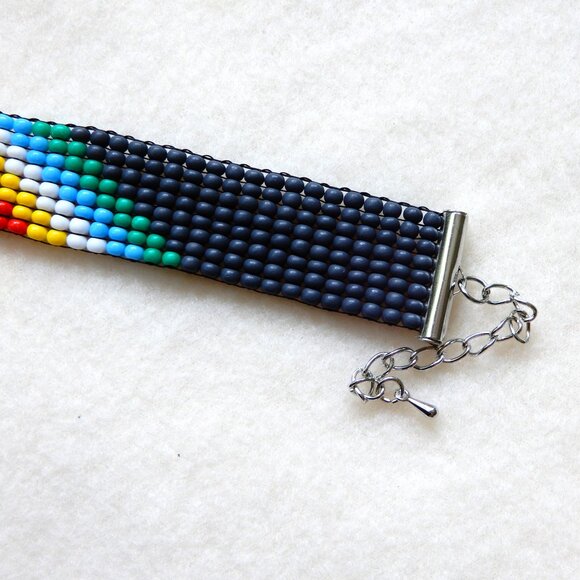 Disability Pride flag bead loom bracelet, handmade, adjustable, 30% to charity - Picture 4 of 6